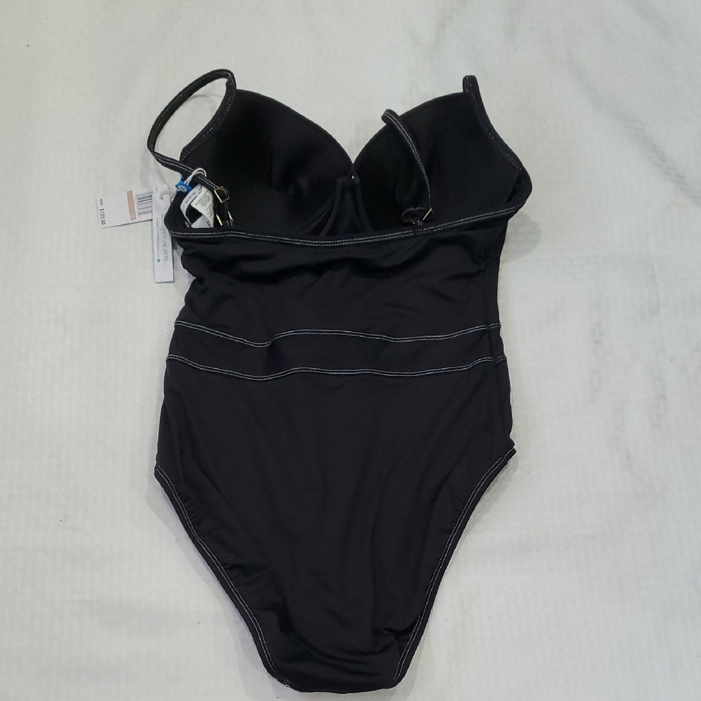 Bleu Rod Beattie Sleek Black One-Piece Swimsuit with Adjustable Straps Size 12 - Picture 8 of 8